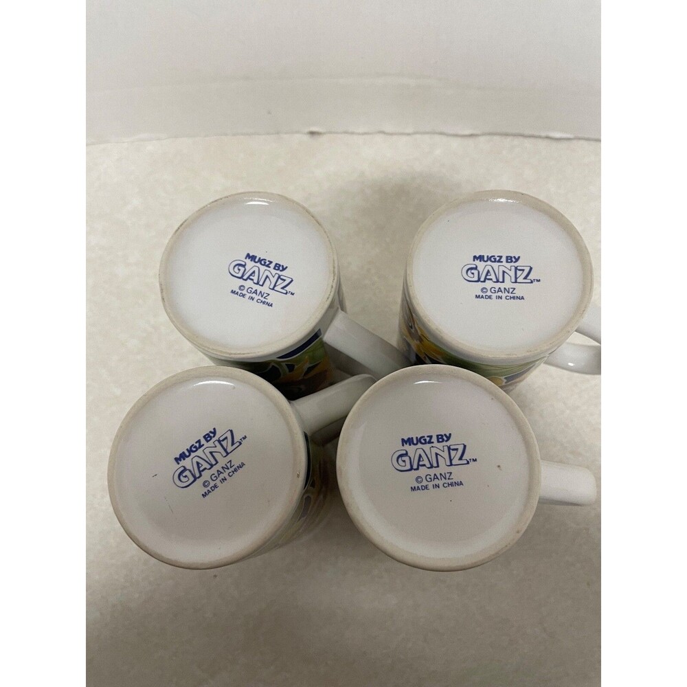 GANZ Vintage  4 Espresso Cappuccino Ceramic Cups Flower Design 5oz. Sunflower - Picture 3 of 6